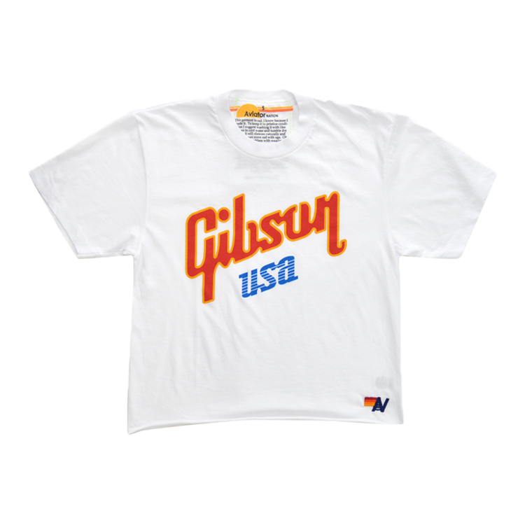 Aviator Nation x Gibson Boyfriend Tee, Exclusive Shirts & Tops Gibson White XS
