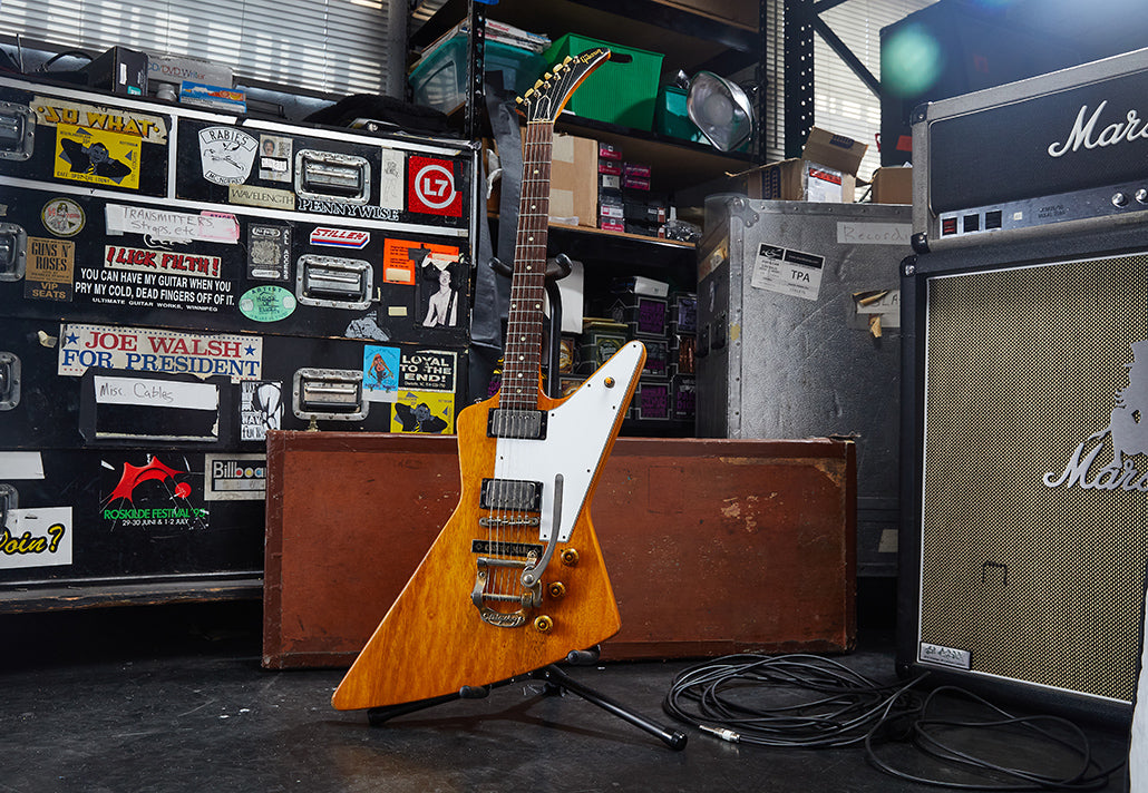 Banner Image For See Slashs Bigsby-equipped 1958 Gibson Explorer