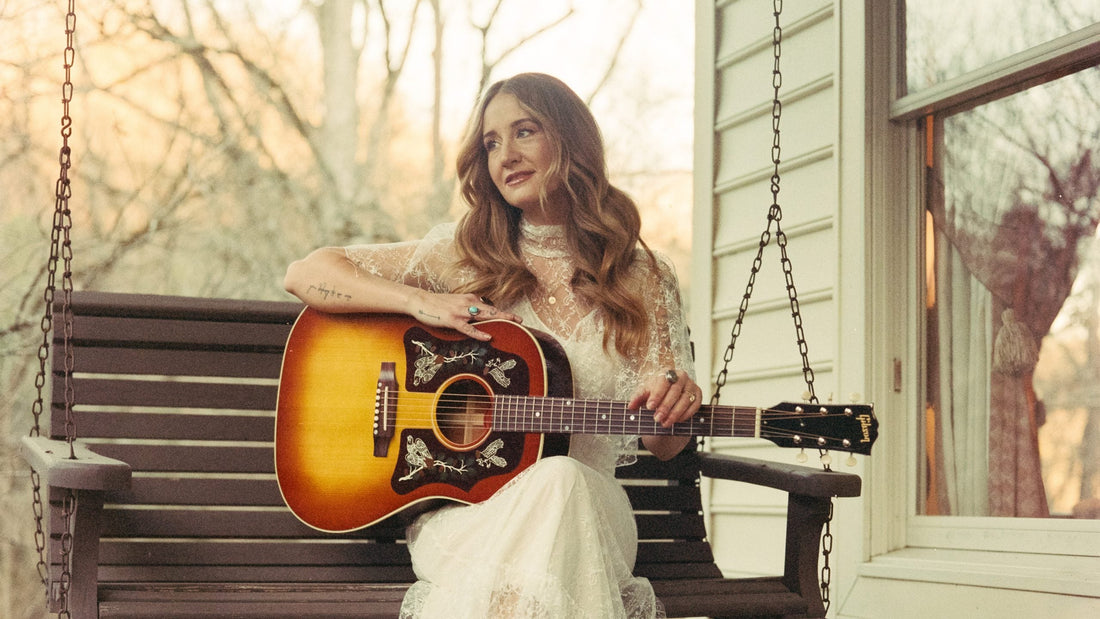 Banner Image For Interview: Margo Price on her new signature Gibson Custom J-45, featuring double pickguards with beautiful red-tailed hawk artwork