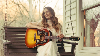 Banner Image For Interview: Margo Price on her new signature Gibson Custom J-45, featuring double pickguards with beautiful red-tailed hawk artwork