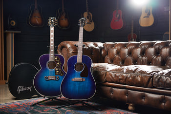 Banner Image For Gibson SJ-200 Standard and J-45 Standard acoustic guitars now available in exclusive Blueberry Burst finish
