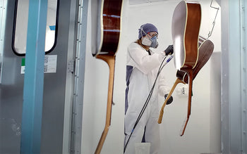 Banner Image For Video: Learn more about Gibson acoustic guitars and the nitrocellulose lacquer spray facility