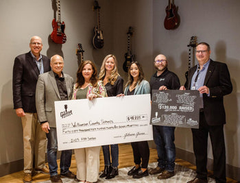 Banner Image For Gibson Gives and Firstbank Amphitheater Music Education Program announce results of music icons guitar auction