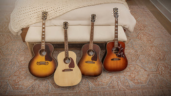 Banner Image For Gibson SJ-200 Studio, J-45 Studio and Hummingbird Studio acoustic guitars are now available with gloss tops
