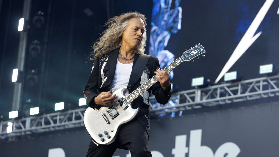 Kirk Hammett Performs with Gibson SG CEO4 at Back to the Beginning credit John Gilhooley