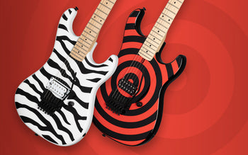 Banner Image For Unveiling new Kramer Custom graphics guitars: Red Bullseye and Wild Zebra