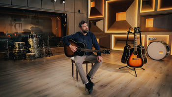 Passenger in the studio with his Gibson J-45