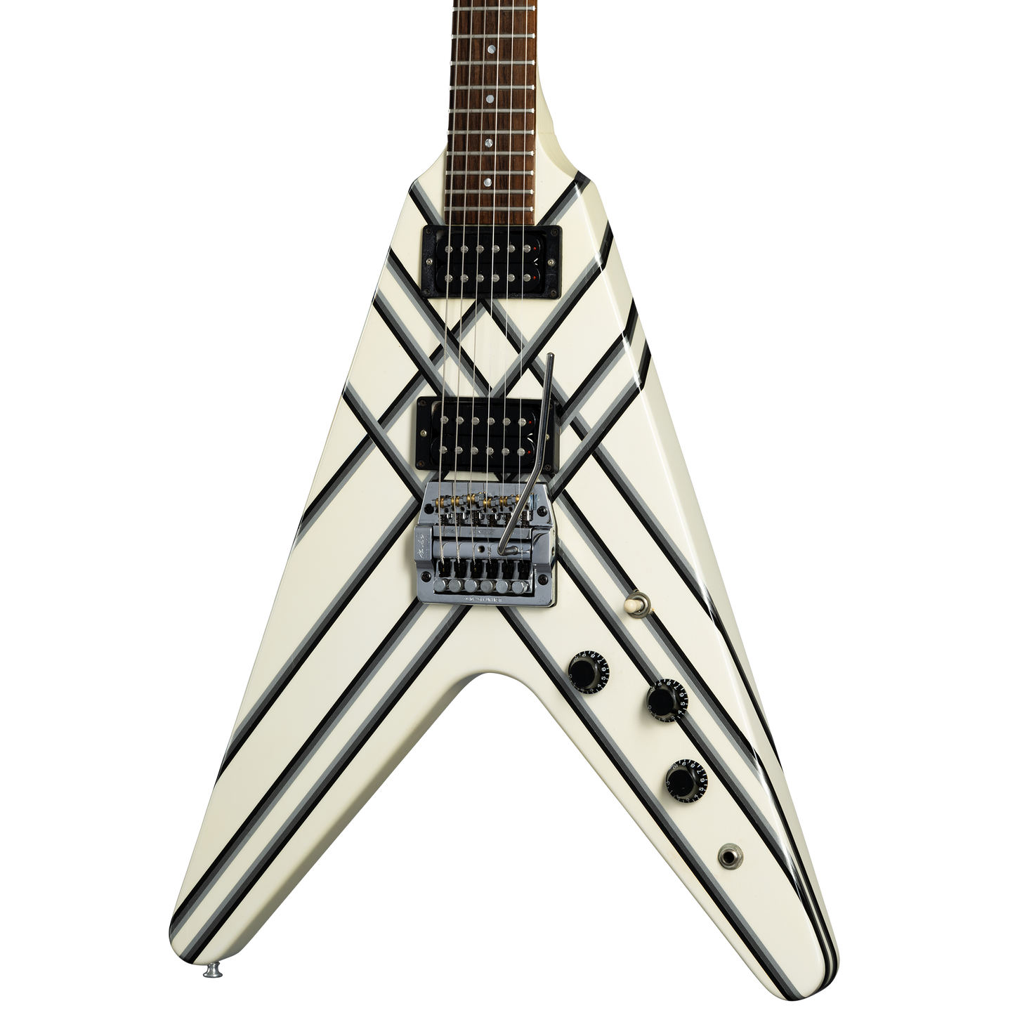 Gibson Certified Vintage 1985 Gibson Designer Series Custom Graphics Flying V, Alpine White with Style 30 Graphic Electric Guitar Gibson Certified Vintage