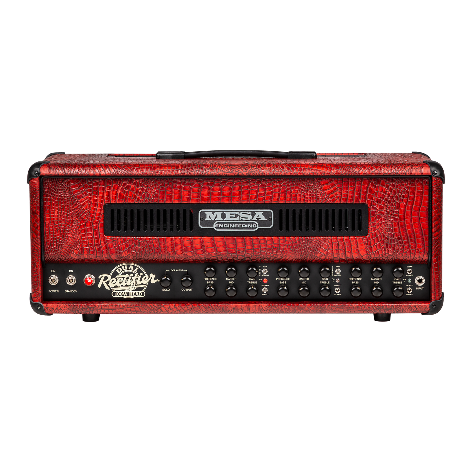 Mesa/Boogie Custom Configured Dual Rectifier Head, Antique Red King Crocodile, Antique Red King Crocodile Head Mesa/Boogie