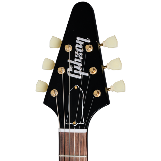 Gibson Custom 1958 Korina Flying V Reissue, Light Aged, Ebony Electric Guitar Gibson Custom