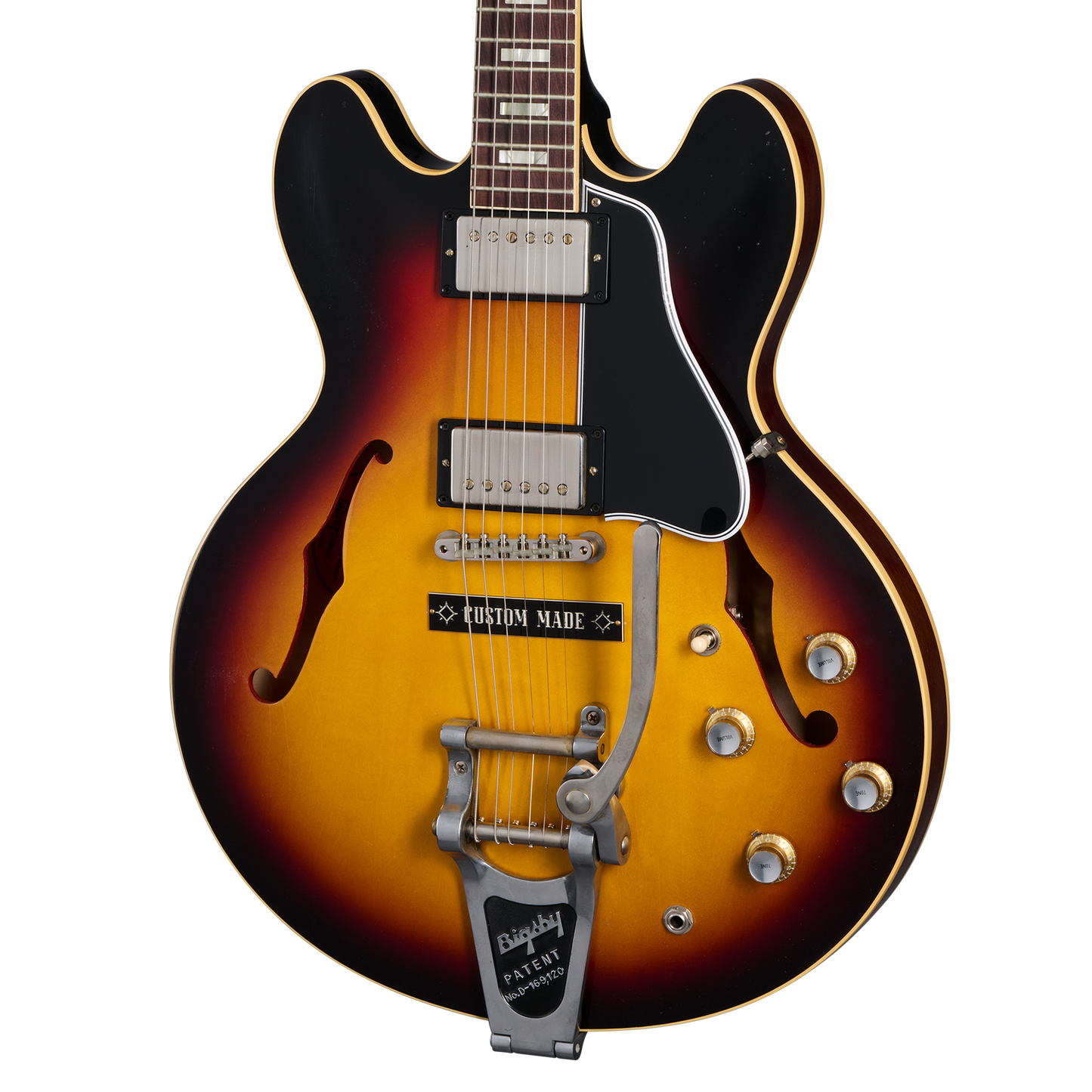 Gibson Custom 1964 ES-335 Reissue, Light Aged, Vintage Burst Electric Guitar Gibson Custom