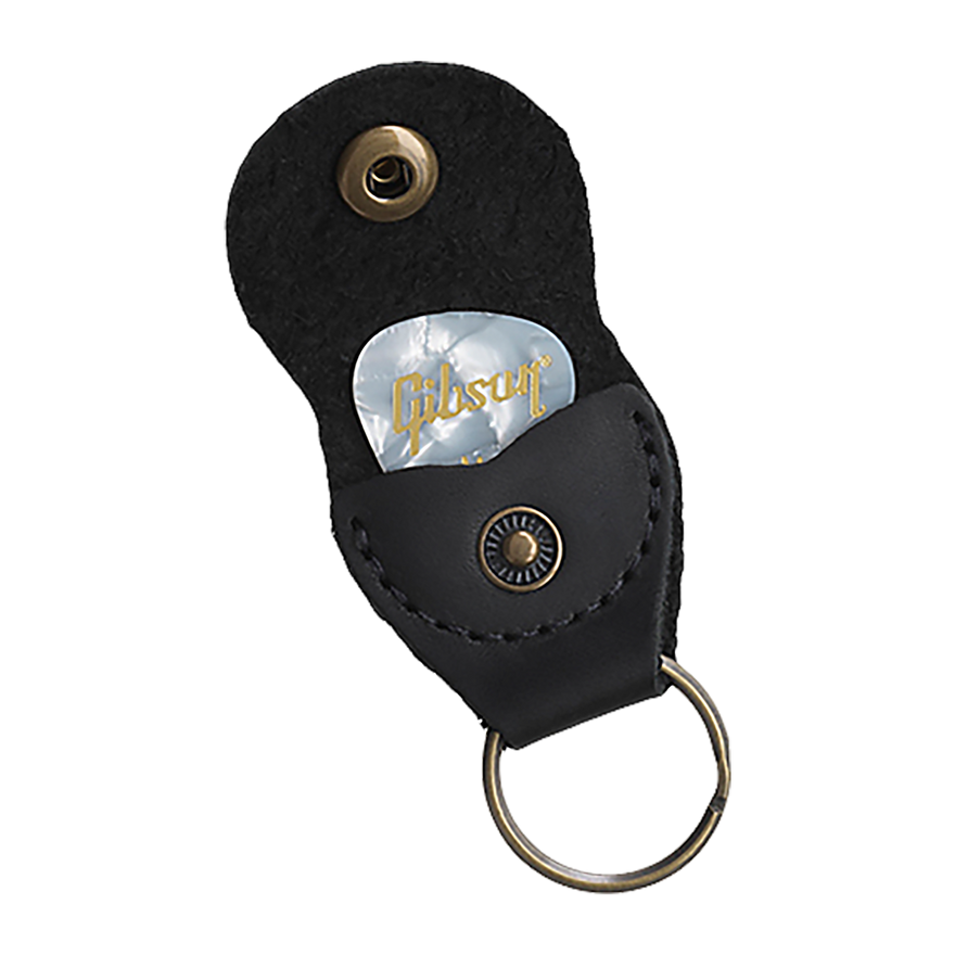 Gibson Premium Leather Pickholder Keychain, Black Keychain Gibson