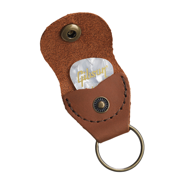 Gibson Premium Leather Pickholder Keychain, Brown Keychain Gibson