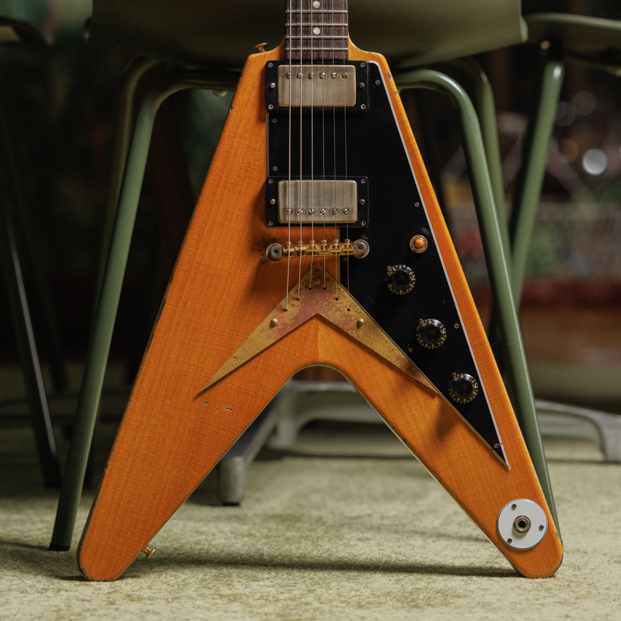 Gibson Custom Joe Bonamassa "Amos" 1958 Flying V Collector's Edition, Antique Natural Electric Guitar Gibson Custom