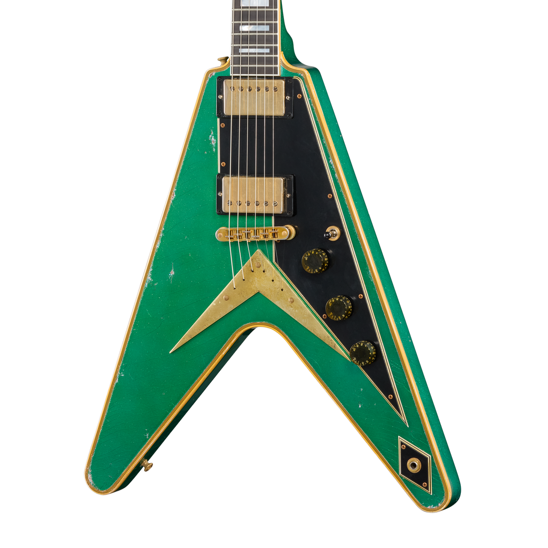 Gibson Custom LE Flying V Custom, Heavy Aged, Teal Sparkle Electric Guitar Gibson Custom