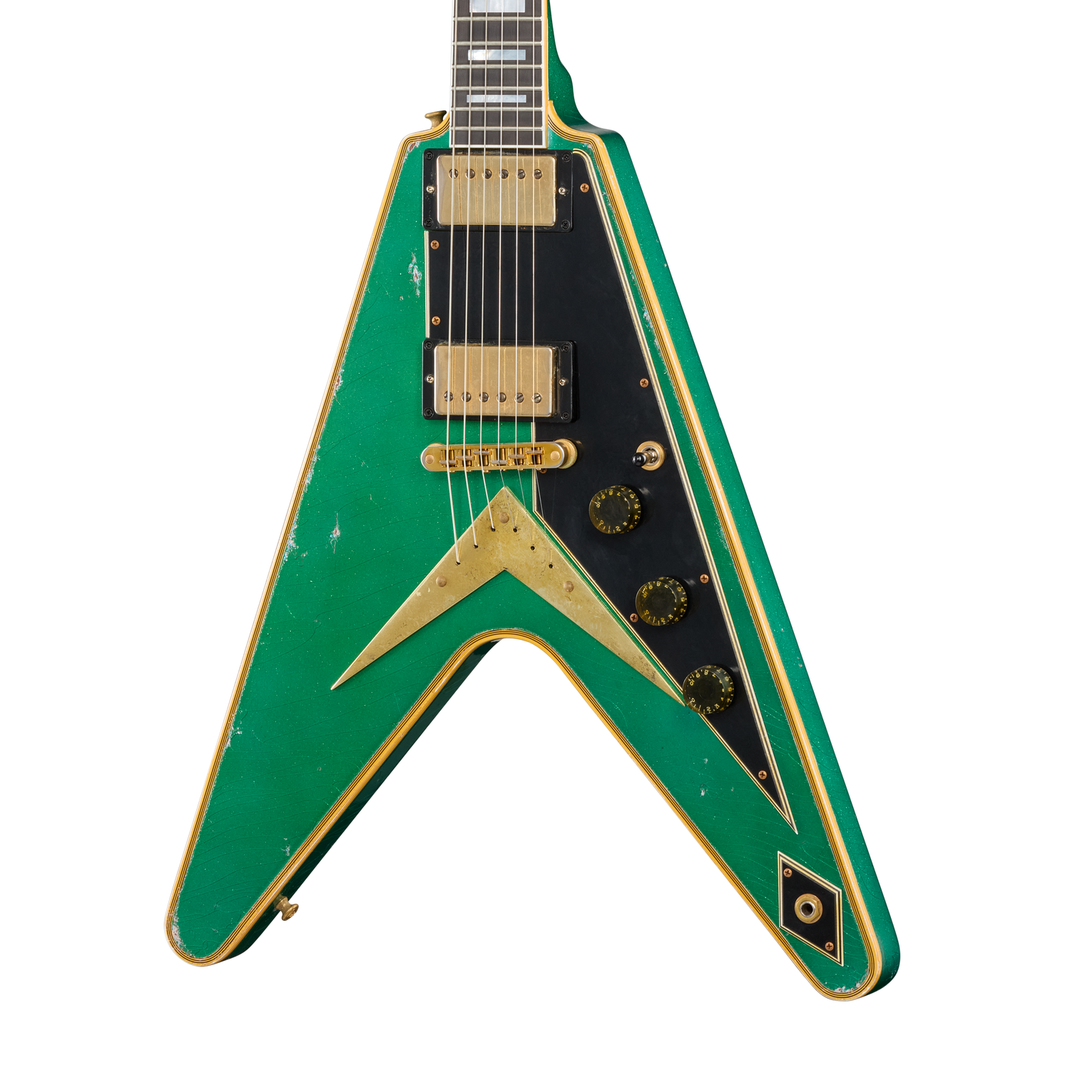 Gibson Custom LE Flying V Custom, Heavy Aged, Teal Sparkle Electric Guitar Gibson Custom