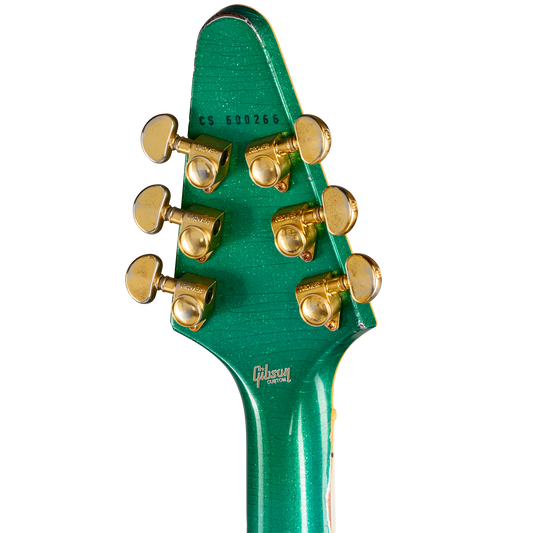 Gibson Custom LE Flying V Custom, Heavy Aged, Teal Sparkle Electric Guitar Gibson Custom
