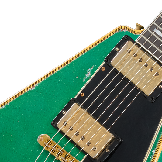 Gibson Custom LE Flying V Custom, Heavy Aged, Teal Sparkle Electric Guitar Gibson Custom