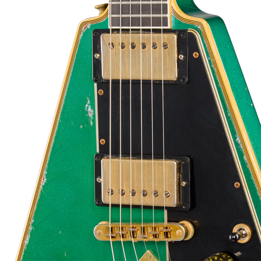 Gibson Custom LE Flying V Custom, Heavy Aged, Teal Sparkle Electric Guitar Gibson Custom