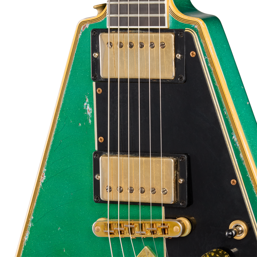 Gibson Custom LE Flying V Custom, Heavy Aged, Teal Sparkle Electric Guitar Gibson Custom
