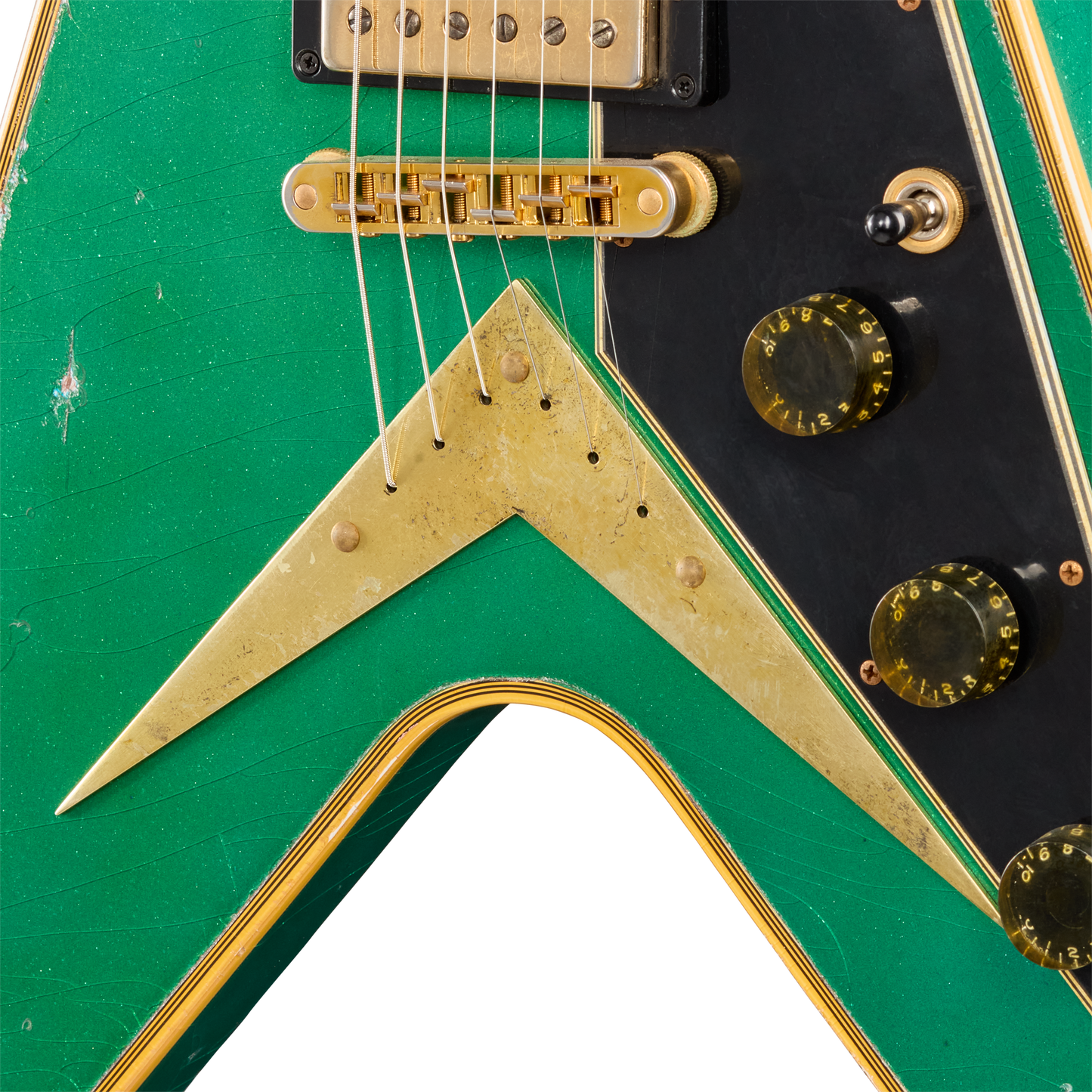 Gibson Custom LE Flying V Custom, Heavy Aged, Teal Sparkle Electric Guitar Gibson Custom