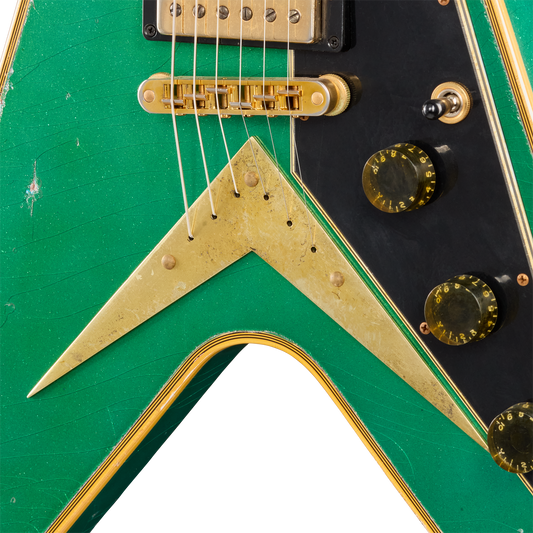 Gibson Custom LE Flying V Custom, Heavy Aged, Teal Sparkle Electric Guitar Gibson Custom