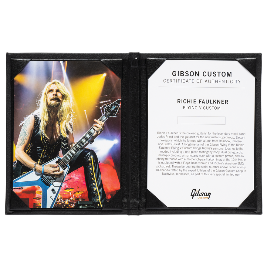 Gibson Custom Richie Faulkner Flying V Custom, Pelham Blue Electric Guitar Gibson Custom