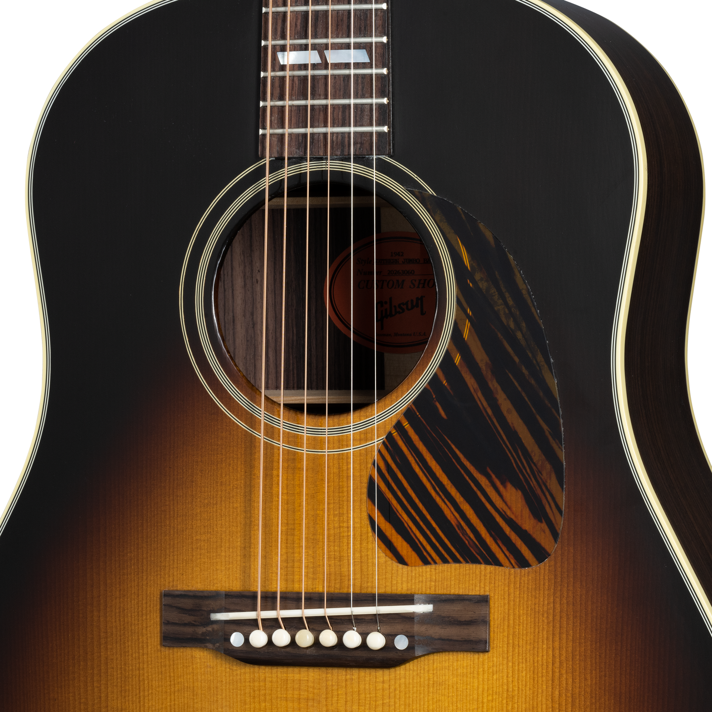 Gibson Custom 1942 Banner Southern Jumbo Reissue, Vintage Sunburst Acoustic Guitar Gibson Custom