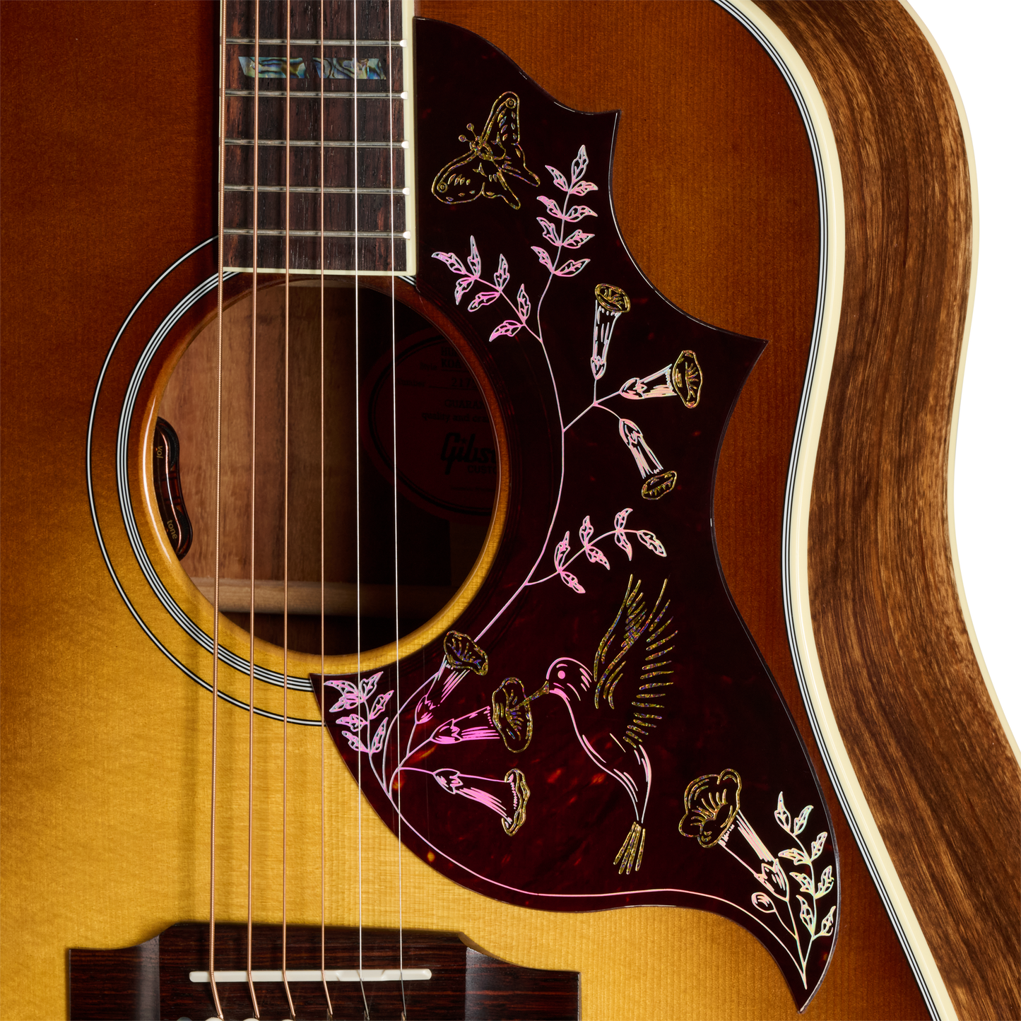 Gibson Custom Hummingbird Elegant Koa, Honey Burst Acoustic Guitar Gibson Custom