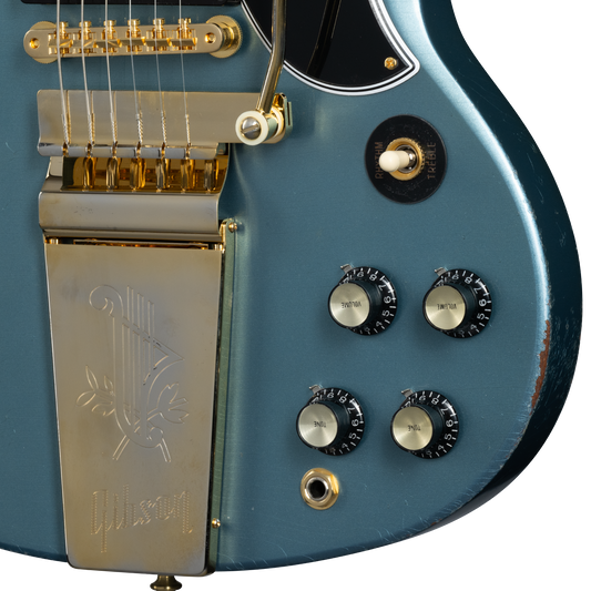 Gibson Custom 1964 SG Standard Reissue with Maestro, Light Aged, Antique Pelham Blue Electric Guitar Gibson Custom