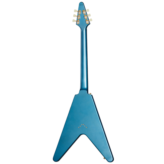 Gibson Custom 1958 Korina Flying V (White Pickguard), Exclusive, Antique Pelham Blue VOS Electric Guitar Gibson Custom