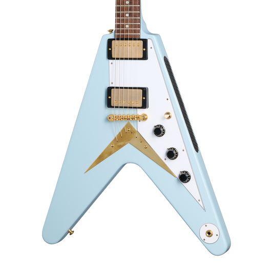 Gibson Custom 1958 Korina Flying V Reissue, Frost Blue VOS Electric Guitar Gibson Custom