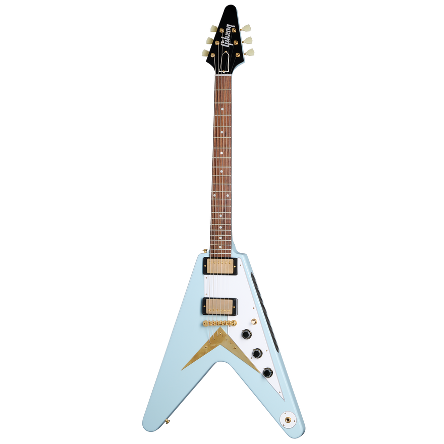 Gibson Custom 1958 Korina Flying V Reissue, Frost Blue VOS Electric Guitar Gibson Custom