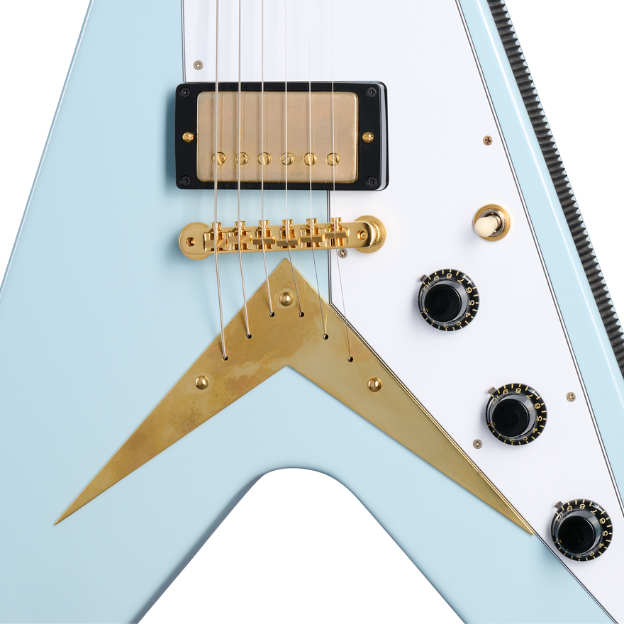 Gibson Custom 1958 Korina Flying V Reissue, Frost Blue VOS Electric Guitar Gibson Custom