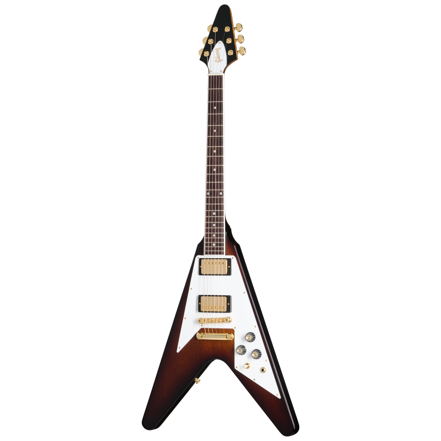 Gibson Flying V 70s with Gold Hardware, Vintage Sunburst, Exclusive Electric Guitar Gibson