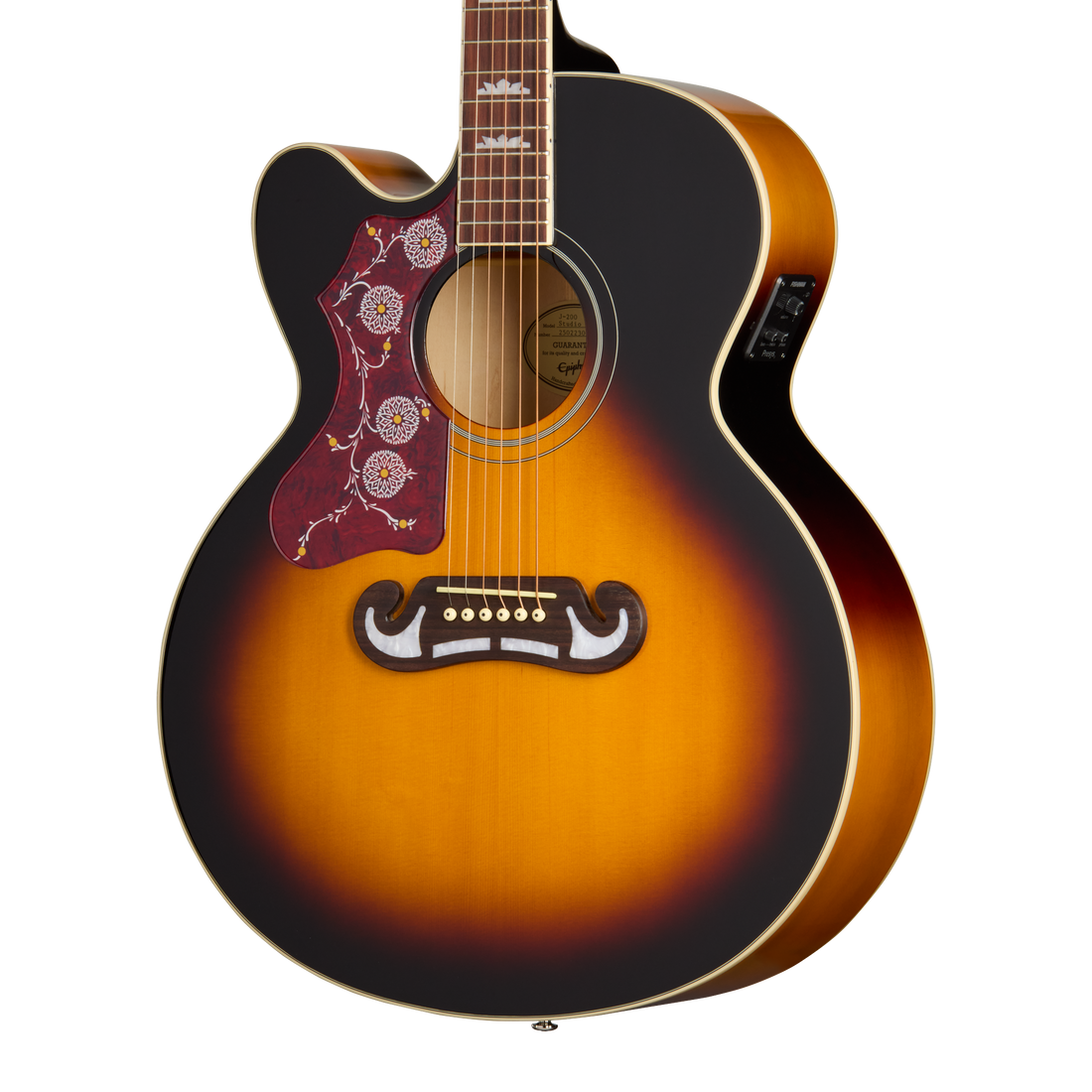 Epiphone J-200 Studio EC, Left-Handed, Vintage Sunburst Acoustic Guitar Epiphone