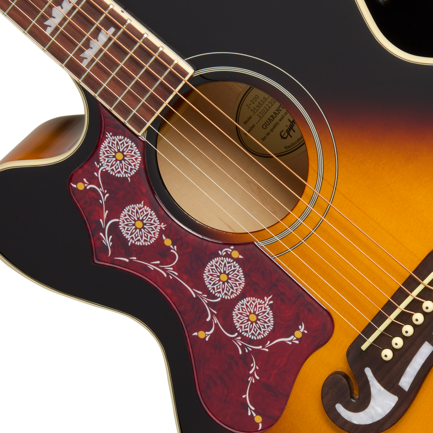 Epiphone J-200 Studio EC, Left-Handed, Vintage Sunburst Acoustic Guitar Epiphone