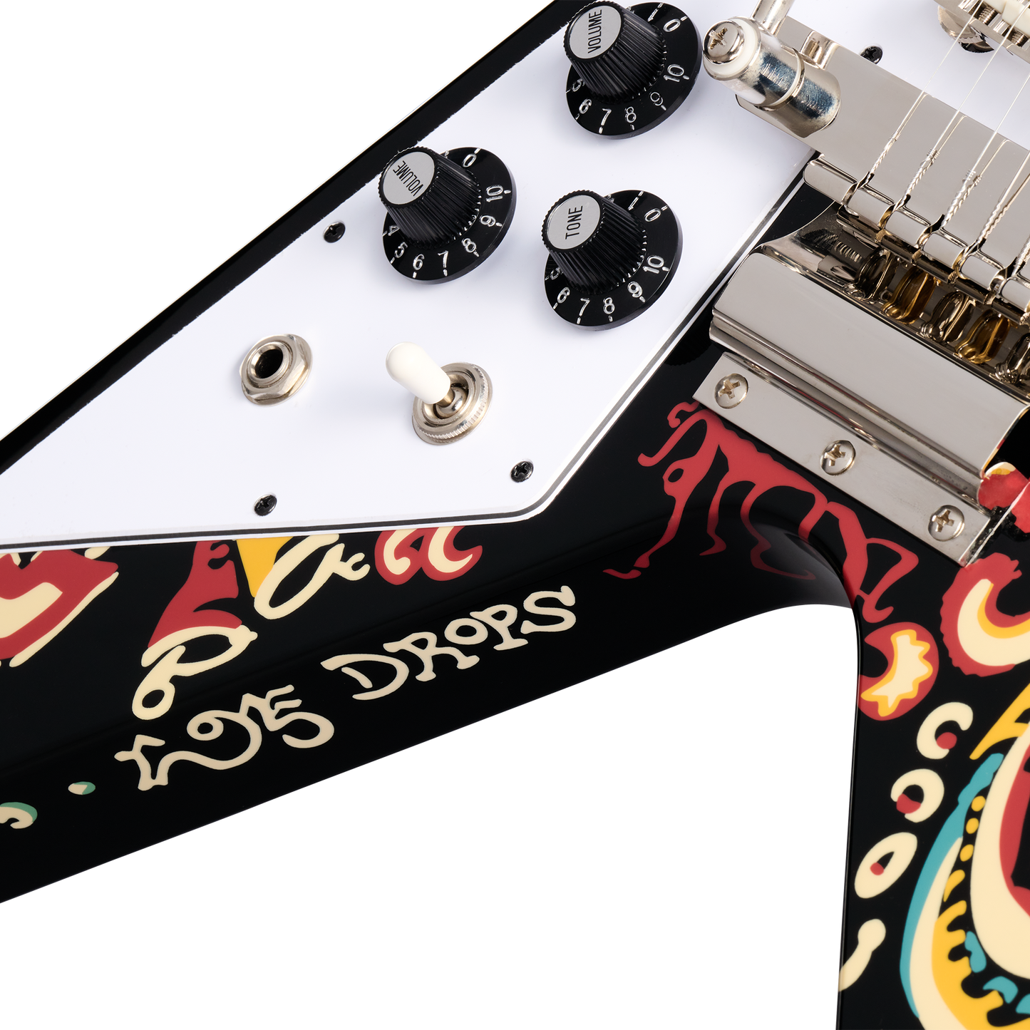 Epiphone Inspired by Gibson Custom Jimi Hendrix™ "Love Drops" Flying V, Left-Handed, Ebony Electric Guitar Epiphone