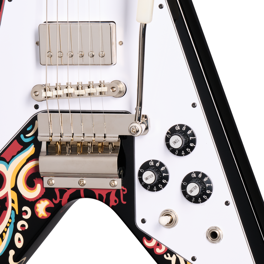 Epiphone Jimi Hendrix™ "Love Drops" Flying V, Ebony Electric Guitar Epiphone