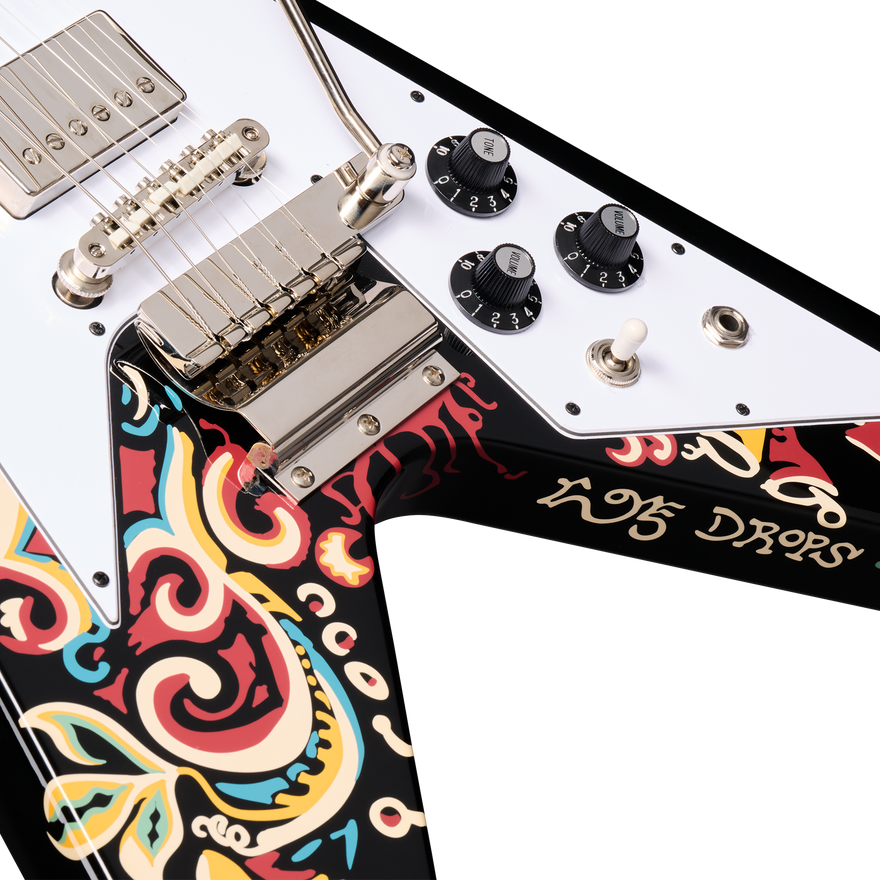 Epiphone Jimi Hendrix™ "Love Drops" Flying V, Ebony Electric Guitar Epiphone