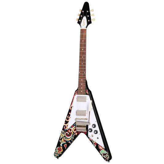 Epiphone Jimi Hendrix™ "Love Drops" Flying V, Ebony Electric Guitar Epiphone