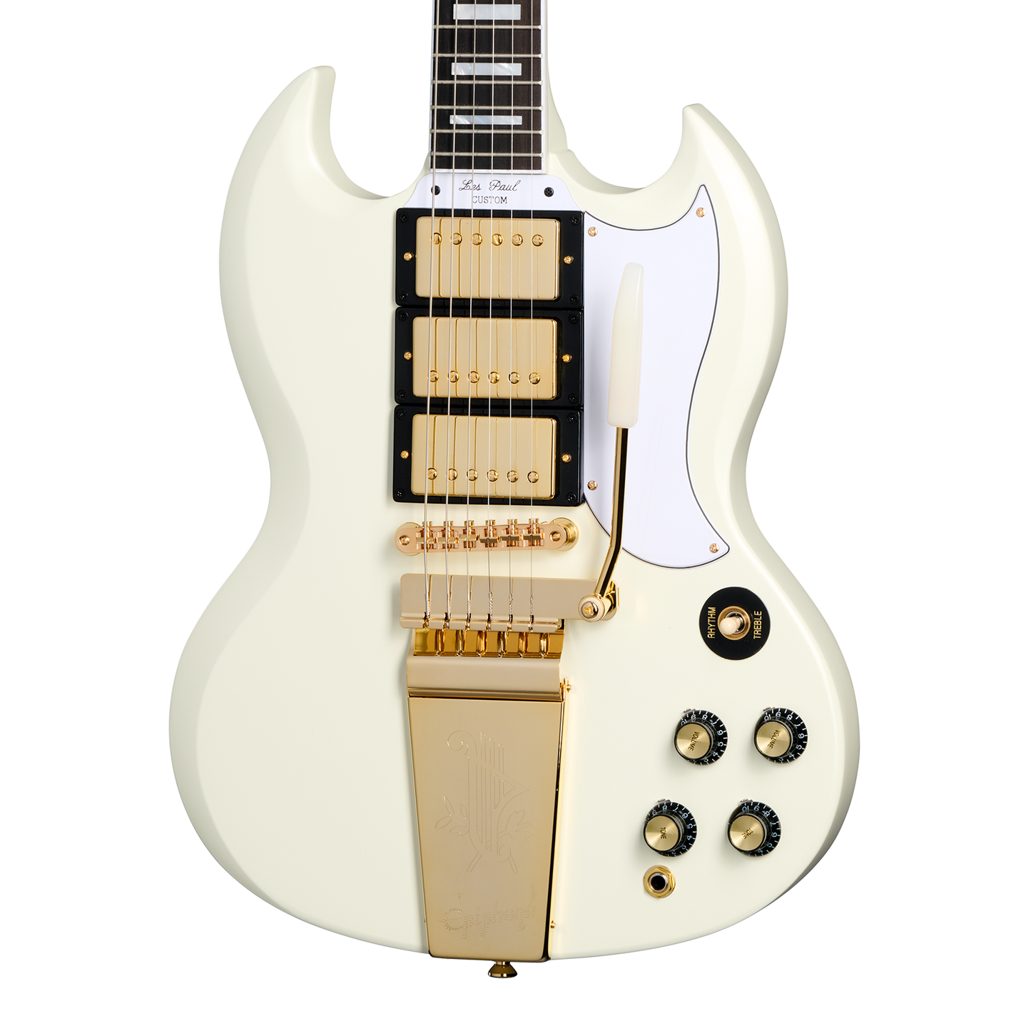 Epiphone IGC 1963 Les Paul SG Custom With Maestro Vibrola, Classic White Electric Guitar Epiphone