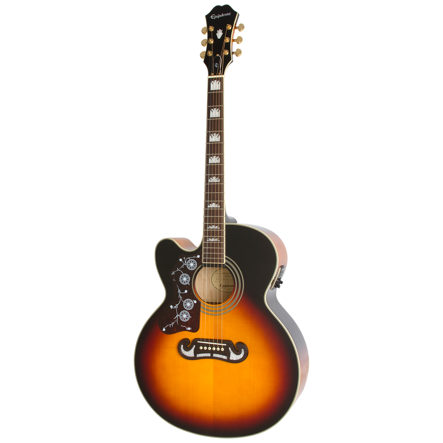 Epiphone J-200 EC Studio, Left-Handed, Vintage Sunburst Acoustic Guitar Epiphone