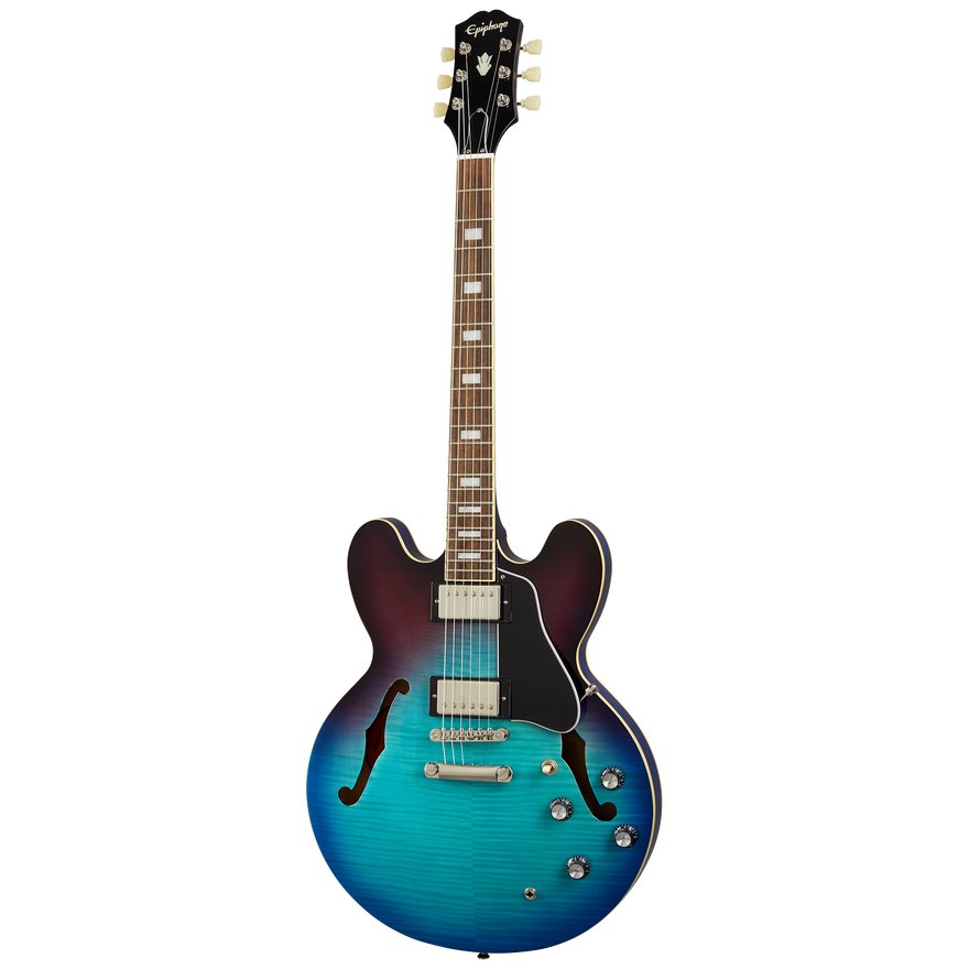 Epiphone ES-335 Figured with Rosewood Fretboard, Blueberry Burst Electric Guitar Epiphone