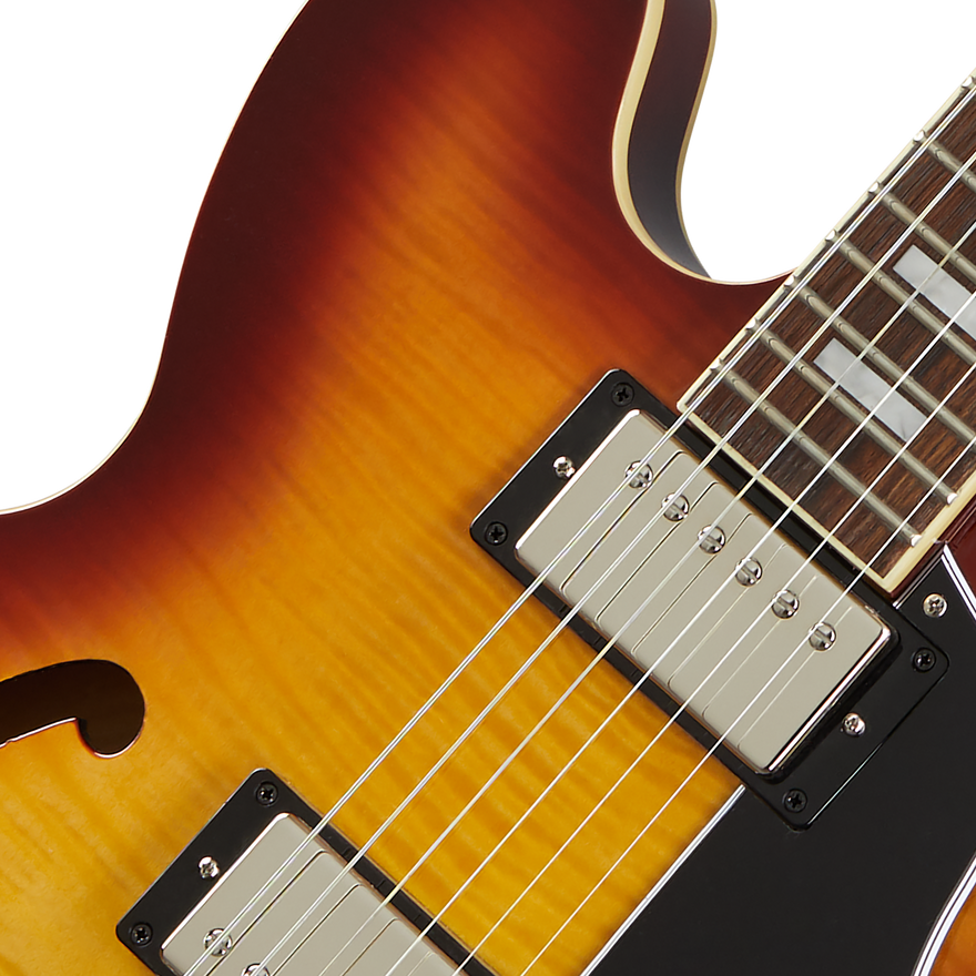 Epiphone ES-335 Figured with Rosewood Fretboard, Raspberry Tea Burst Electric Guitar Epiphone