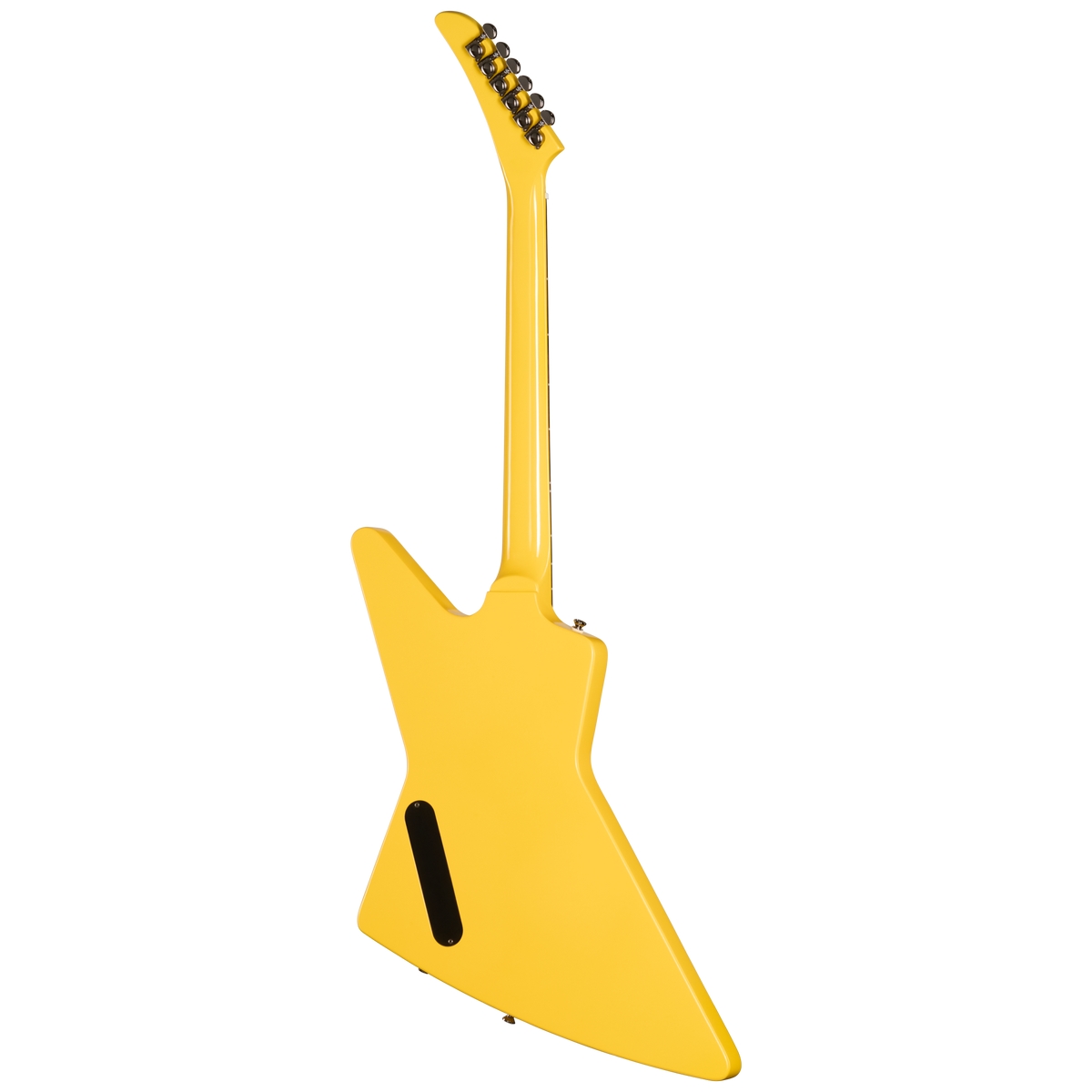 Yellow electric guitar on a white background