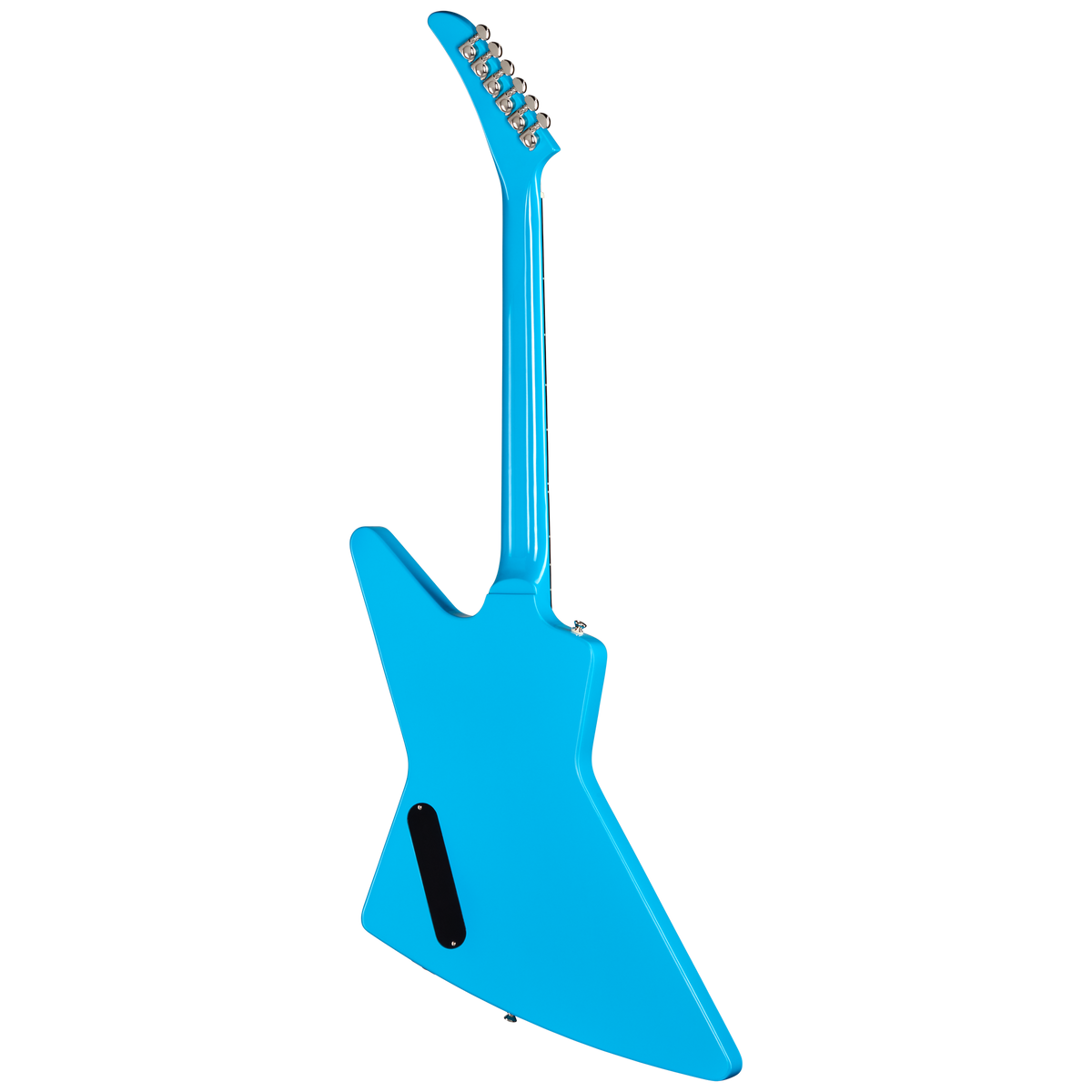 Blue electric guitar on a white background