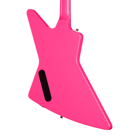 Pink electric guitar body on a white background