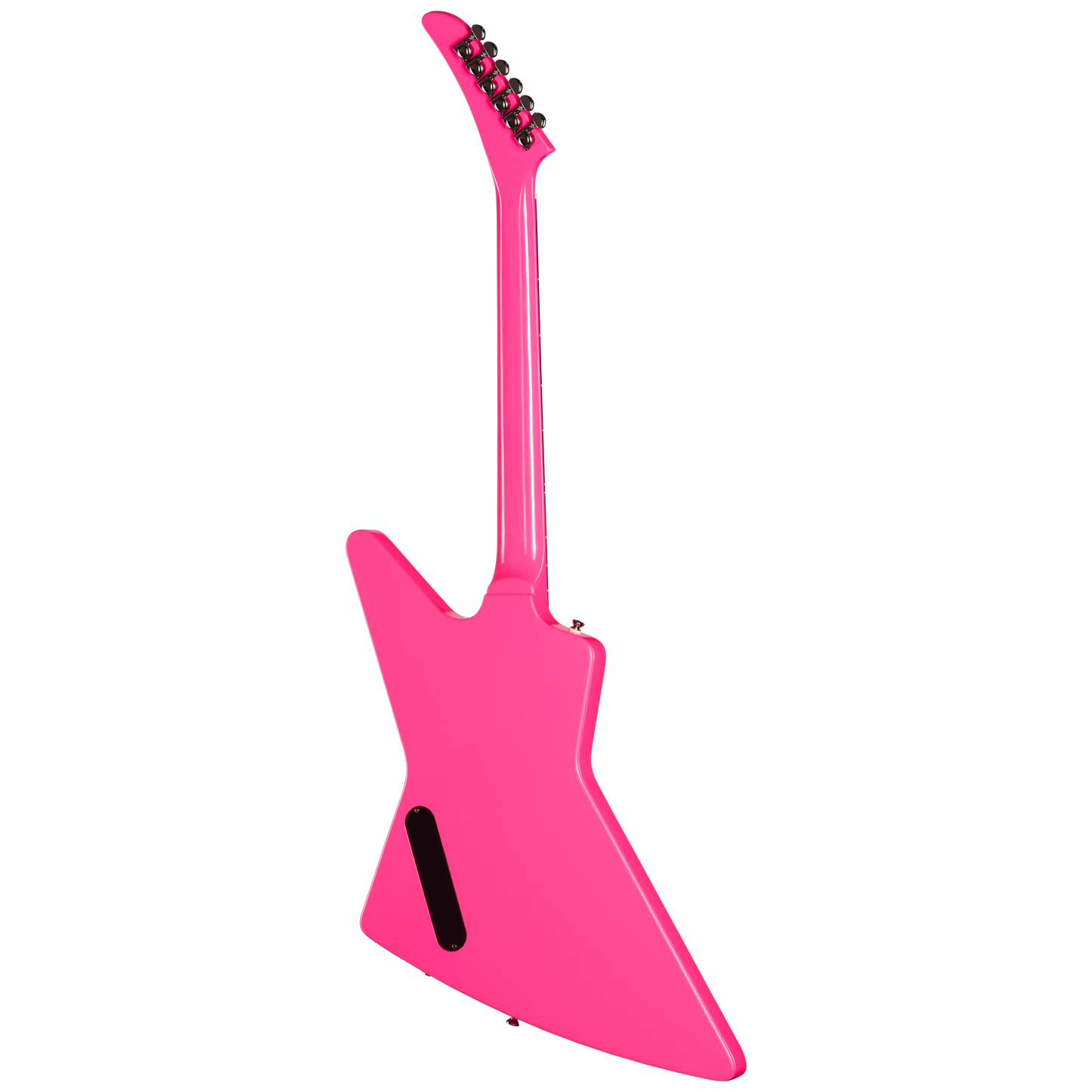 Pink electric guitar on a white background