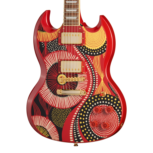 Epiphone Fatoumata Diawara SG, Ember Red with Malian Graphic Electric Guitar Epiphone
